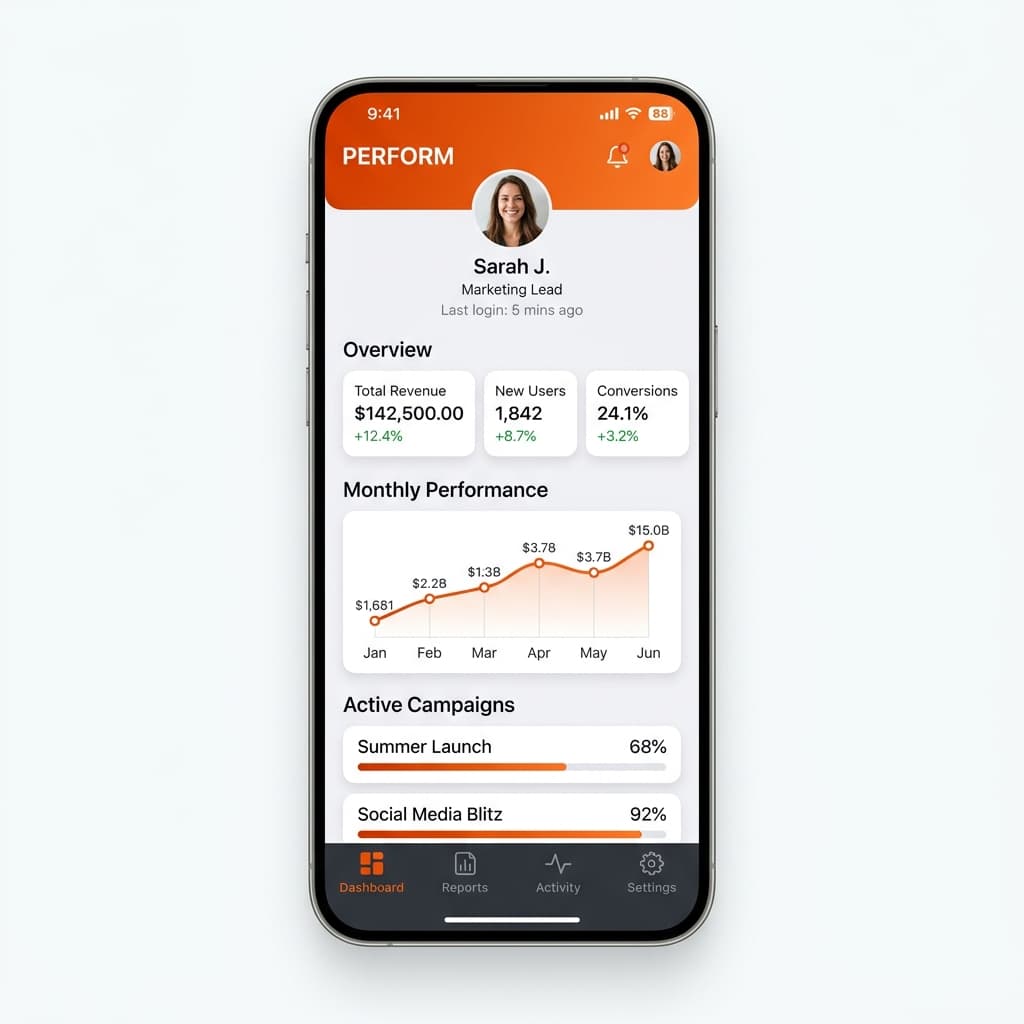 Mobile app interface